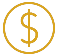 A gold dollar sign in the middle of a circle.