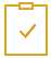 A yellow check mark on top of a black background.